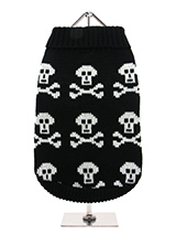 Black Skull Sweater - Our Black Skull Sweater is a great look for those who don't like to conform, do you know anyone like that, perhaps someone with four legs? Skulls never go out of fashion, just ask any tattoo artist, so you will be right on trend with this look. Finished with an on trend high neck and elasticated sle...