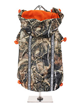 Wetlands Camouflage Rainstorm Rain Coat - Our new Wetlands Camouflage fleece lined Rainstorm Raincoat with detachable hood gives your dog two styles in one; when the hood is removed, it can be worn as a coat. The adjustable draw string on the hood and on the hem will allow you to get a nice tight fit to keep the body warm and dry and two hi...