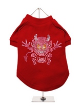 Little Devil GlamourGlitz Dog T-Shirt - Exclusive GlamourGlitz 100% Cotton Dog T-Shirt. A devilish T-Shirt for your little devil, a beautiful devil design crafted with Pink Rhinestuds that catch a sparkle in the light. Wear on it's own or match with a GlamourGlitz ''Mommy and Me'' Women's T-Shirt to complete the look.