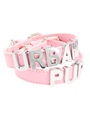 Pink Leather Personalised Dog Collar (Chrome Letters)